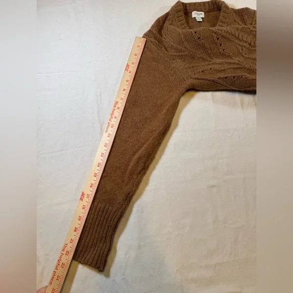 J. Crew Women’s Brown Pointelle Cable Knit Sweater - Picture 7 of 8